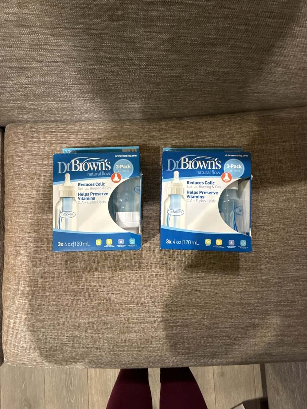 Dr. Brown's Natural Flow Original 4oz Baby Bottles 2 pack of 3 bottles
